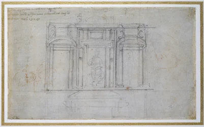 Studie der oberen Ebene des Medici-Grabmals, ca. 1520 (schwarze und rote Kreide auf Papier)